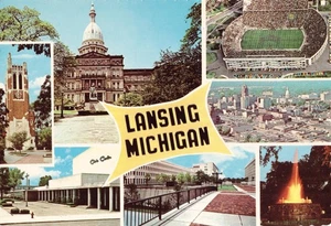 Postcard Lansing Michigan multi panel greetings 1975 - Picture 1 of 2