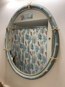 Küstenstrand Meer Shabby blau mit Goldakzenten Seestern Spiegel - Bild 1 von 10