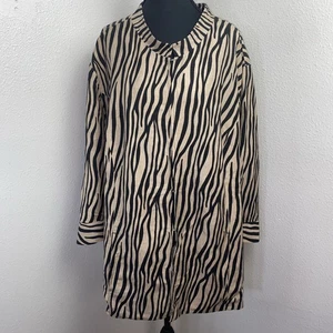 Maggie Barnes Blazer Oberteil Damen 4X Braun & Schwarz Animal Print Leinenmischung - Bild 1 von 13
