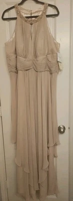 Vestido de Gasa Eliza J Fluido Volantes Champagne Elegante Formal Boda Nuevo con Etiquetas 18W Foto 1 de 4