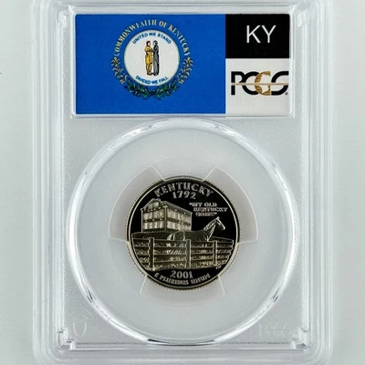 Kentucky Quarter PR 70 DCAM PCGS Clad 2001 S Best Top Grade 25c State Flag - Image 1 of 4
