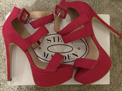 Steve Madden NIB Priya Suede Fuchsia Platform Heels Size 7.5 - Image 1 of 4