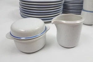 Thomas Family Blue Milchkännchen Sahnekännchen Zuckerdose mit Deckel blauer Rand - Bild 1 von 9