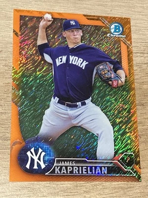 E924 /25 2016 Bowman Chrome Prospects Orange Shimmer Refractor James Kaprielian - Image 1 of 2