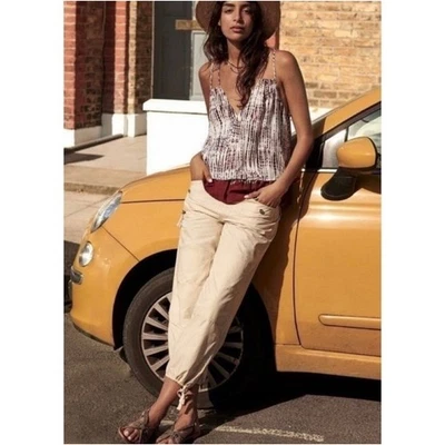 Pantalones Anthropologie Ripley Utility Carga Cordón Dobladillo Caqui Beige Para Mujer 32 Foto 1 de 4