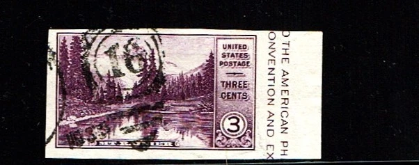 1935 U.S.National Parks IMPERF 3c Dp Vio Mt Rainier  Sc#758 FANCY CANCEL Numeral - Image 1 of 1