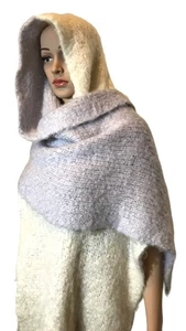 2018 X-LARGE aerie knitted Warm Cozy Wrap Shawl Cream Violet Colors... - Picture 1 of 11