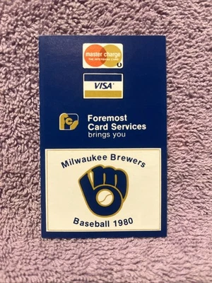 POCKET SCHEDULE MLB 1980 MILWAUKEE BREWERS  FOREMOST CARD SERVICES VISA/MC - Image 1 of 4