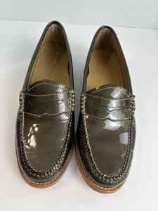Bass Weejuns Whitney Women’s Penny Loafers Size 8.5 Olive Green Patent Leather - Picture 1 of 11