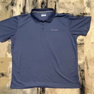 Columbia Polo Shirt Men XL Navy Blue Omni Wick Golf Preppy Camping Outdoor - Picture 1 of 11