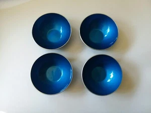 Set of four Vintage Mid Century Norwegian EMALOX Blue Enameled Aluminum Bowl 4” - Picture 1 of 3