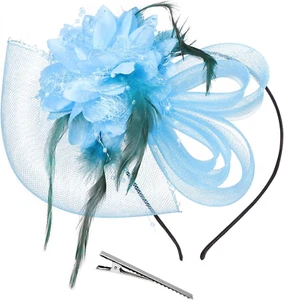 Women'S Fascinators Tea Party Hat Church Cocktail Derby Hat Wedding Feathers Mes - Picture 1 of 6