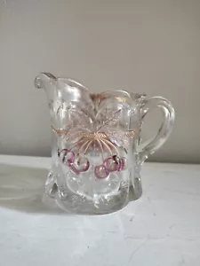 Northwood c.1906 Cherry & Cable Thumbprint EAGP Creamer Gold Ruby Flash Glass - Picture 1 of 17