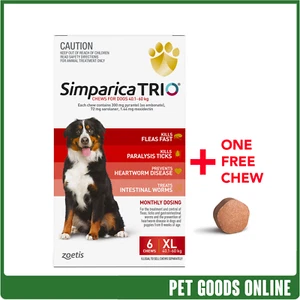 Simparica Trio Red For XLarge Dogs 40.1-60kg 6 Pack + 1 Free - Picture 1 of 1