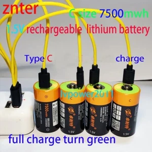 ZNTER 1.5V 7500mWh Rechargeable C Size Lipo LR14 Batteries For Drone Camera - Picture 1 of 9
