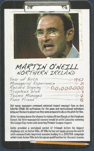 TOP TRUMPS-FOOTBALL MANAGER-2008-ASTON VILLA & N IRELAND-CELTIC-MARTIN O'NEILL