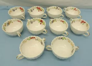 COPELAND SPODE ENGLAND LOT OF 10 CUPS WITH DOUBLE HANDLES FLORAL SCALLOPED - Picture 1 of 12