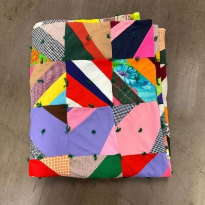 Manta de diseño único colorida colcha de retazos hecha a mano vintage Foto 1 de 4