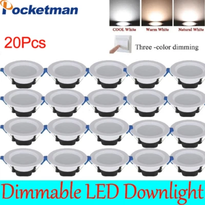 4/10/20/30PC 7W LED Dimmable Recessed Ceiling Panel Light Downlight 85-265V US - Image 1 of 4