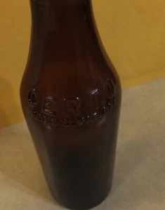 ANTIQUE VINTAGE UPSIDE DOWN CERTO BROWN GLASS BOTTLE 7.5" TALL EMBOSSED LETTERS - Picture 1 of 11