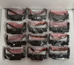 12 pk for Epson ERC 30 / 34 / 38 Black & Red Ink Printer Ribbons TM Series - Picture 1 of 2