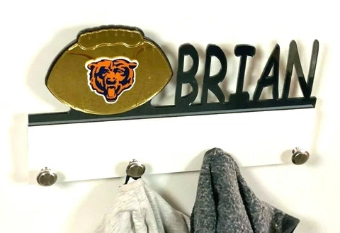 Personalize Coat Hanger Chicago Bears Bag Hat Rack Towel Hook Wall Organizer Cover