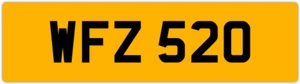 WFZ 520 W 3X3 DATELESS PRIVATE NUMBER PLATE WILL WIL WENDY WES WALT WAYNE WOLF - Picture 1 of 1