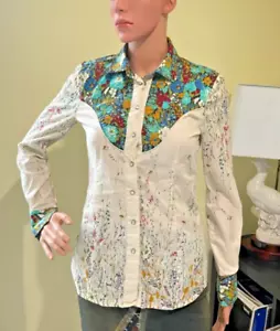 Vintage REPLAY Exclusive Quality Clothing Floral Cotton Long Sleeve Shirt XS - Picture 1 of 8