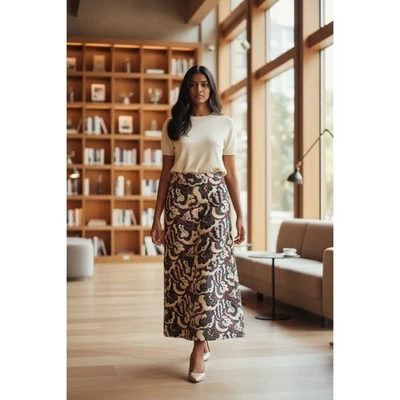 Vintage 1960’s Nelly de Grab Floral Tapestry Brocade Maxi Skirt size 8/M - Photo 1/4