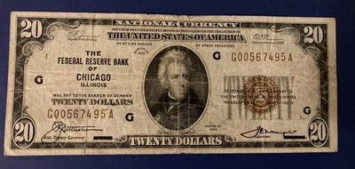 1929 $20  FEDERAL RESERVE BANK CHICAGO - Image 1 of 2