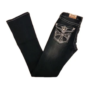 Mudd Jeans size 0 Bootcut Skinny Dark Blue - Picture 1 of 7