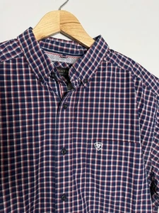 Camisa Ariat Pro Series Abotonada Manga Corta Para Hombre Talla XL Azul Rojo A Cuadros - Imagen 1 de 7