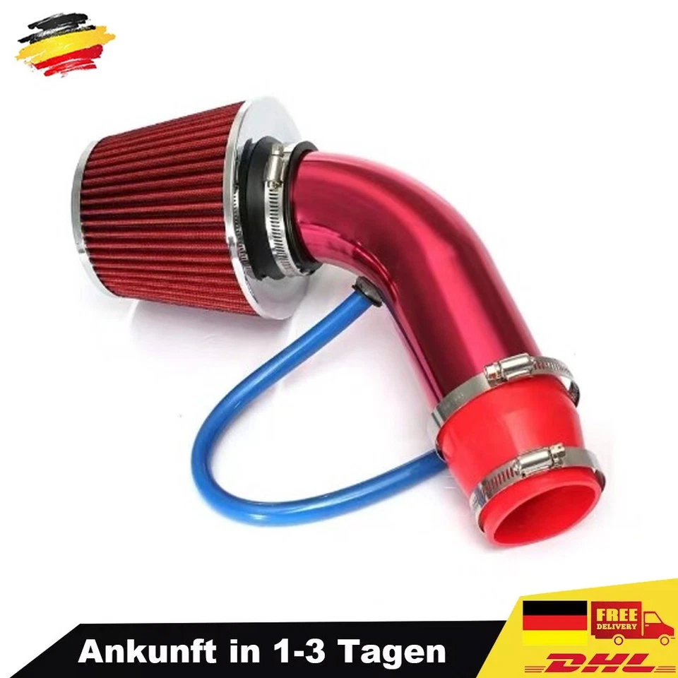 Filtro aria sportivo rosso 3" 76mm kit aspirazione aria auto filtro aria sportivo universale