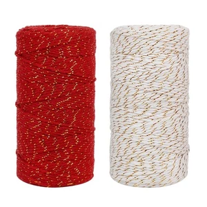 Bakers Twine, 2 Roll x 328 Feet 2mm Gold Wire Combined Christmas Twine String... - Picture 1 of 8