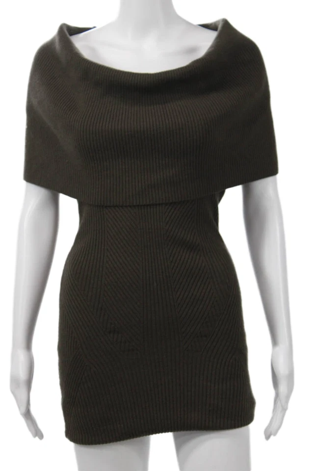 Vestido Suéter Lacoste Malandrino Mujer Marrón Rayas Cuello Alto Talla XS Foto 1 de 4