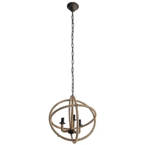 A & B Home 20.5" Tan and Black Cade 3-Light Roped and Metal Hanging Chandelier - Picture 1 of 1