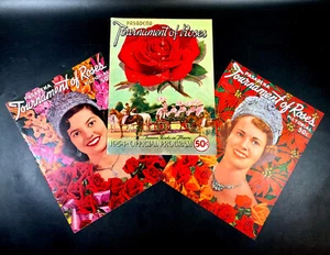 3x Pasadena Tournament of Roses Pictorial Program Lot ~ Flowers 50s Magazine - Picture 1 of 11