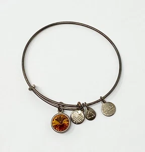 ALEX & ANI Topaz Birthstone Orange Crystal Charm Bracelet Bangle - Picture 1 of 2