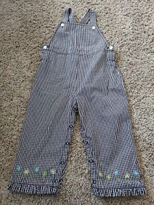 Baby Girls Vintage Gymboree Navy Blue White Overalls Size 18-24 Months Nautical