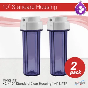 2 x 10" RO Water Filter Purple Clear housing 1/4" NPT with double O ring - Picture 1 of 1