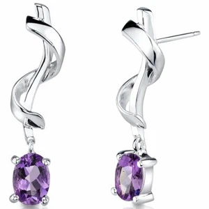 1.5Ct Simulated Purple Amethyst Stylish Trendy Drop Earring White Gold Plated - Picture 1 of 3