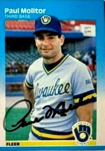 Paul Molitor Hand Autographed Baseball Card Milwaukee Brewers HOF - Picture 1 of 1