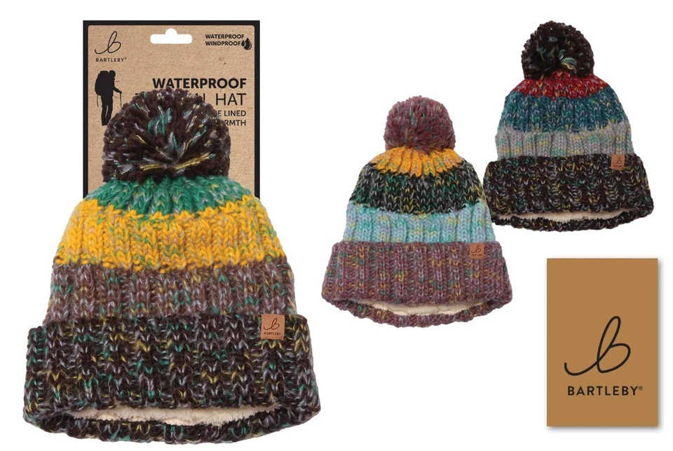 Bartleby Waterproof Sherpa Fleece Lined Hat Winter Bobble Hat Women's WH601