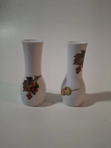 Royal Worcester Evesham SALT & PEPPER SHAKERS Porcelain Made in England - Picture 1 of 3