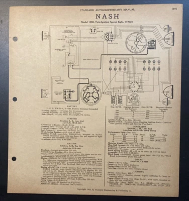 Auto Electricista Esquema 1932 Nash Modelo 1080 1932 Nash Modelo 1090 Foto 1 de 2