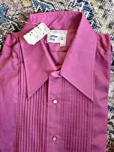 Vintage Mens New Old Stock After Six Pink Tuxedo Shirt 17.5/36 - Picture 1 of 8