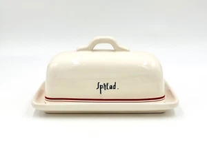 Rae Dunn Burro Piatto Bianco con Strisce Rosse DIFFUSO Collezione Artigianale by Magenta - Foto 1 di 9