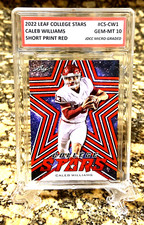 CALEB WILLIAMS 2022 LEAF COLLEGE STARS "GEM-MT 10” “RED” LTD ROOKIE CARD! COA!