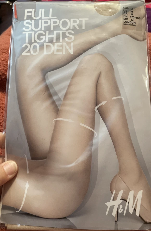Medias H&M 20 Denier Soporte Completo Talla Mediana Desnudo NUEVAS Hechas en Italia Carrera Foto 1 de 2