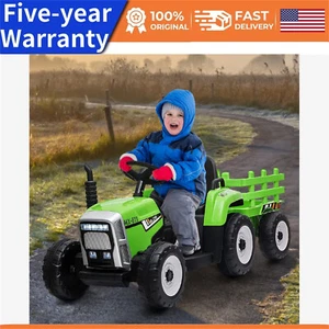 🍒Kids Ride On Tractor 12V Battery Powered Electric Tractor with Trailer Music 3 - Picture 1 of 8